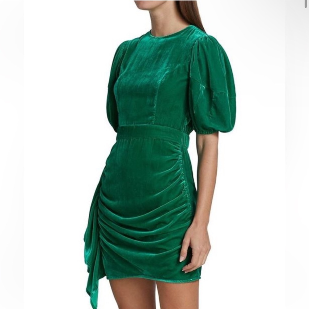 Rhode Pia Ruched Velvet Mini Dress Emerald Green Womens Size 12